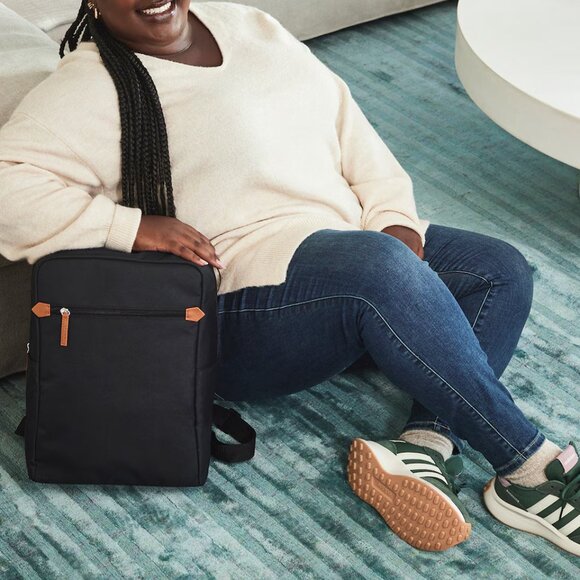 NWT DSW Backpack, Canvas with Leather Details, Black & Tan, Full Size Men Unisex - Picture 7 of 8